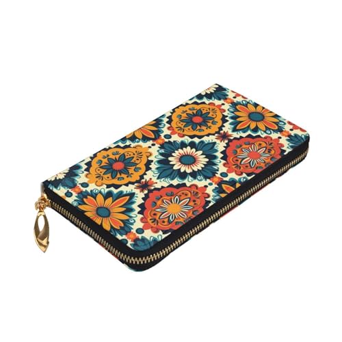 Women's Long Cash Wallet, PU Leather Elegant Clutch Change Purses with Zipper, Travel, Gifts (Bohemia Style Traditional African Pattern Print)3