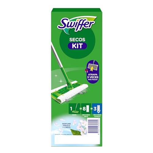 Swiffer Sweeper Kit Básico Con 1 Mopa, 8 Paños Secos Y 3 Húmedos Para Suelo