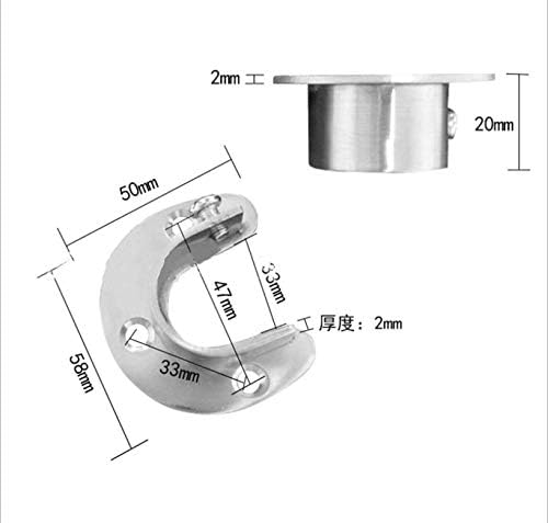 YUEWO 4PCS U Stainless Steel Closet Pole Sockets- Closet Rod End Supports, Flange Set Rod Holder With Screws For Closet Curtain (U Shaped)