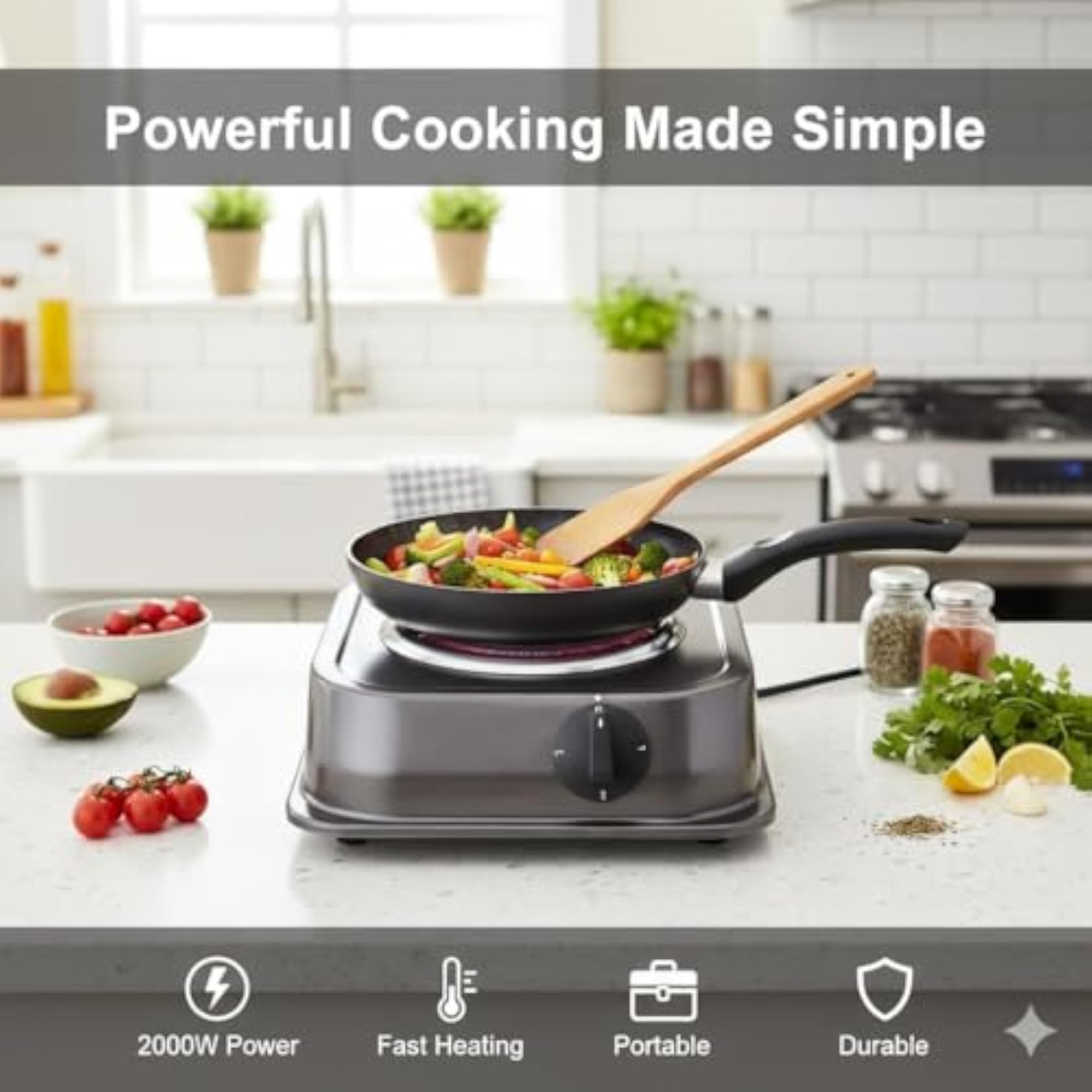 2000W Electric Coil Stove Portable Single Burner