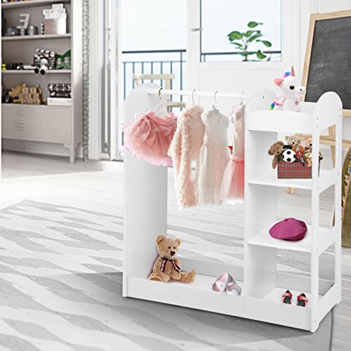 Miniatura 2 de Goplus Armario De Almacenamiento Infantil Con Espejo, Armario Con 4 Estantes Abiertos, Para Niños De 2 Años , Adecuado Para Dormitorio, Sala De Estar, Jardín De Infantes, 93,5 X 38 X 100 Cm Blanco