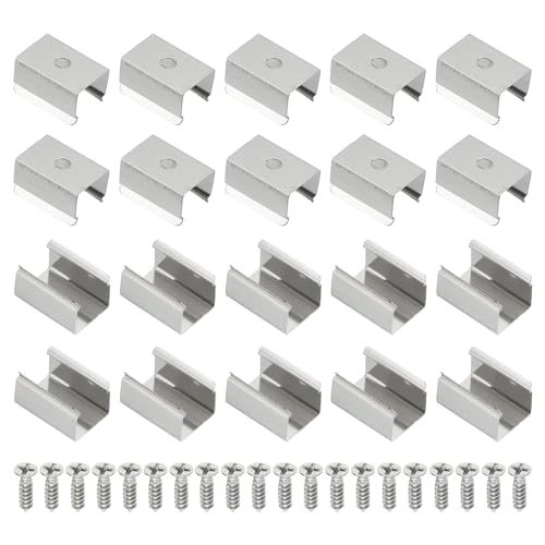 Image of PATIKIL LED Strip Clips, 60pcs Stainless Steel Mounting Brackets Fixing Clip Clamp Support Holder with Screws for 12mm to 13mm LED Strip Lighting Cable
