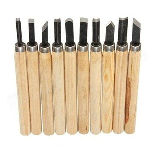 Hongu Set 10 PZ SGORBIE per Intaglio SCALPELLI SCALPELLINI Utensili Legno Falegname