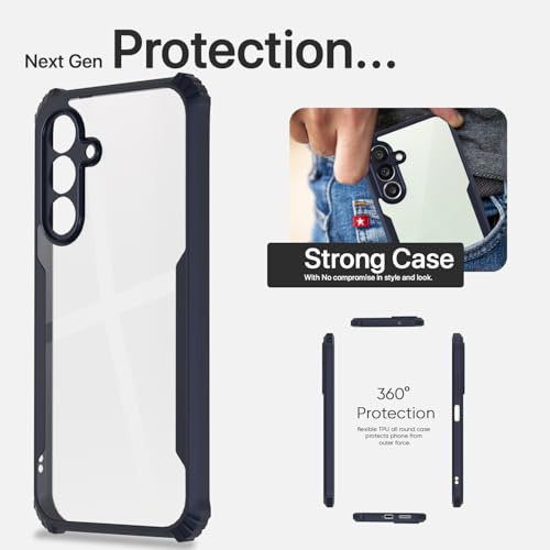 Image of Pikkme Back Cover for Samsung Galaxy M36 5G | Ultra Hyrbid | Full Camera Protection | Raised Edge | Crystal Clear Transparent Bumper Case (Blue)