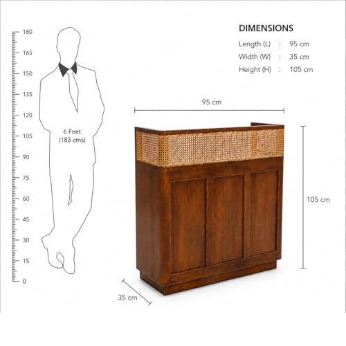 Image of The Attic Mehfil Bar Cabinet, Teak Finish