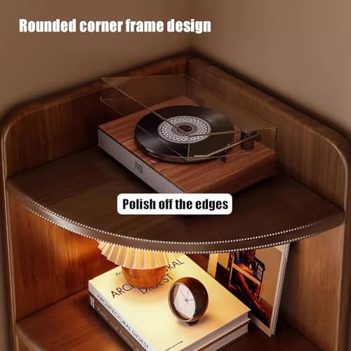 4-Tier Free Standing Corner Shelf - Wooden Open Bookcase for Living Room & Kitchen, 90° Angle Display Rack, Multi-Purpose Storage Solution (Natural Finish)