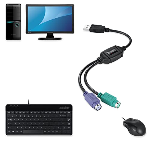 Image of Perixx PERIPRO-401 PS2 to USB Adapter for Keyboard and Mouse - Built-in USB Controller - Black (Pack of 3)