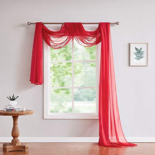 LinenZone Red 360 Inch Window Scarf