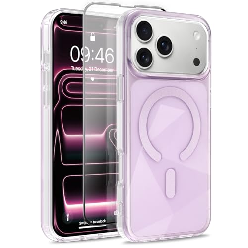 Image of Magnetic Case for iPhone 17 Pro Max [Compatible with Magsafe] [Anti-Yellowing] [1 Screen Protector] Shockproof Slim Iridescent Sparkly Case for iPhone 17 Pro Max 6.9 inch 2025, Pink