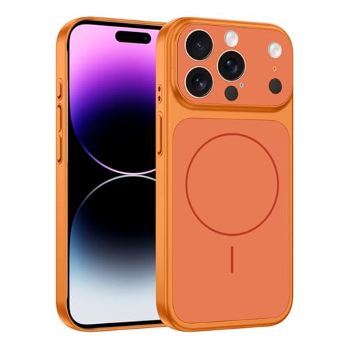 MARGOUN Converter Case for iPhone 14 Pro Max to 17 Pro Max Compatible with Magnetic Charger Hard TPU Material Slim Protective Cover with Camera Guard Shockproof Frame (Orange 14 Pro Max)