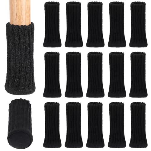 Tyqour 16Pcs Chair Leg Socks, High Elastic Knitted Chair Leg Covers to Protect Floors, Non Slip No Scratch Chair Leg Protectors Fits All Leg Shapes