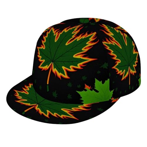 Fashion Baseball Cap Dad Hat for Women Men, Burning Fire Weedleaf Adjustable Snap Breathable Golf Cap Outwear