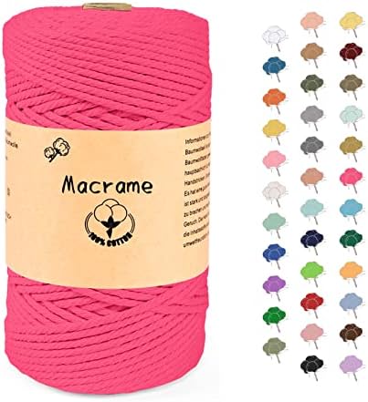 Maxee 3mm x 200m 100% Cotton Macrame Cord Cotton Rope Thread Lace Thread for handicrafts, Wedding and Christmas Decorations, Plant Hangers - white