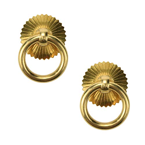 Bitray Tiradores de anillo dorado para cajón, vintage, 2 unidades