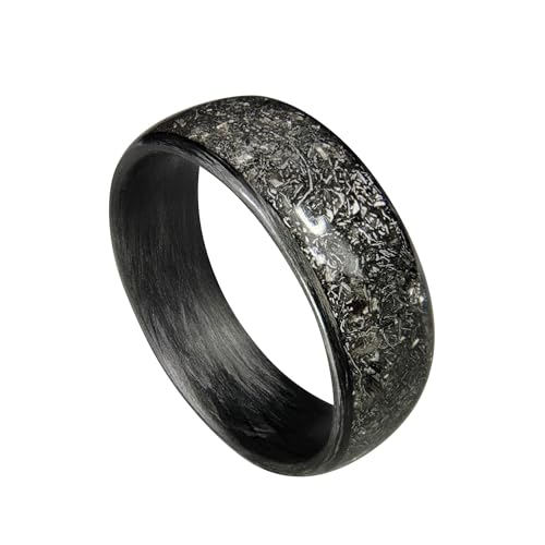 Gibeon Meteorite Carbon Fiber Wedding Ring Handmade in USA