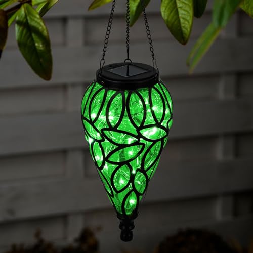 Solar Hanging Lantern Outdoor Lights, Tear-Shaped 15 LEDs Cool White Hanging Lights with S Hooks Decor in Garden, Yard, Pathway, Front Door and Landscape by LEWIS&WAYNE - Image 6