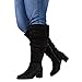 RF ROOM OF FASHION Women's Wide Calf Block Heel Slouchy Knee High Dress Boots (BLACK, Size 9)