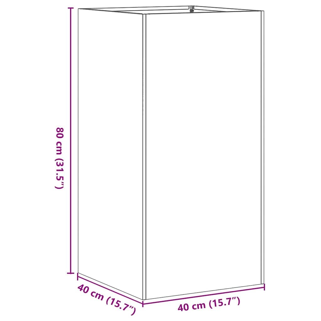 Brokky Jardinera Exterio Bancal de Metal Elevado de jardín Duradero & Moderno para Plantas Flores Verduras-Verde oliva-40 x 40 x 80 cm