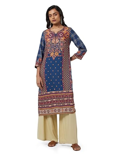 Image of BIBA Women Rayon Straight Fit Liva Printed Kurta