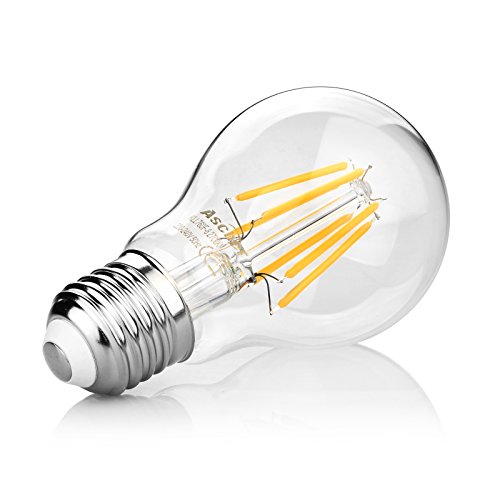 Ascher Lampadina LED E27 a Filamento, 8W, Pari a