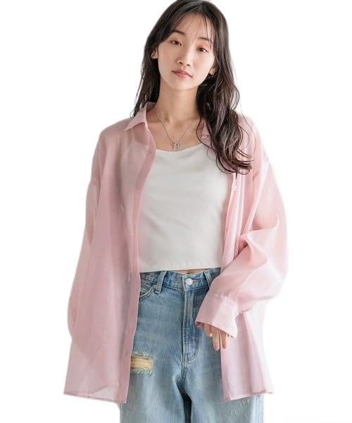 「LOWRYS FARM」 長袖シャツ SHORT ピンク レディース