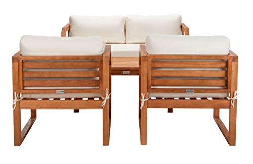SAFAVIEH Outdoor Dren Wood 4-Piece Patio Sectional Sofa Set, 31.5" PAT7067A