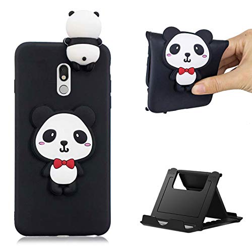 Shinyzone Compatible with Nokia C2 Tava/Nokia C2 Tennen Silicone Case Back Cover,Soft Cute 3D Cartoon Animal Red Bow-Knot Panda Kawaii Character Case for Kids Girls Boys Protective Phone Skin