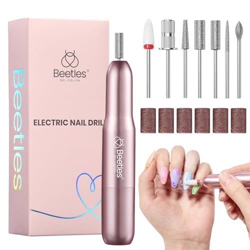 Beetles Electric Nail Drill Kit, 7 Drill Bits 0-12000 RPM Portable Electric Nail File Machine for Gel Polish Removal, Acrylic Dip Nails, Cuticle Care, Prep, DIY Manicure Pedicure Tools at Home