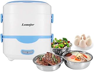 Lomejor Self Cooking Electric Lunch Box, Mini Rice Cooker, Multi-function Cooking Steaming Lunch