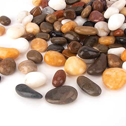 [18 Pounds] Aquarium Gravel River Rock, Natural Polished Decorative Gravel,Garden Outdoor Ornamental River Pebbles Rocks, Polished Pebbles, Mixed Color Stones for Landscaping Vase Fillers (18.1) - Thumbnail 4
