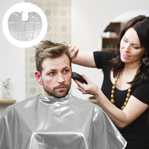 Capa impermeable para corte de cabello, capa de peluquería plateada para barbero profesional y uso casero miniatura 6