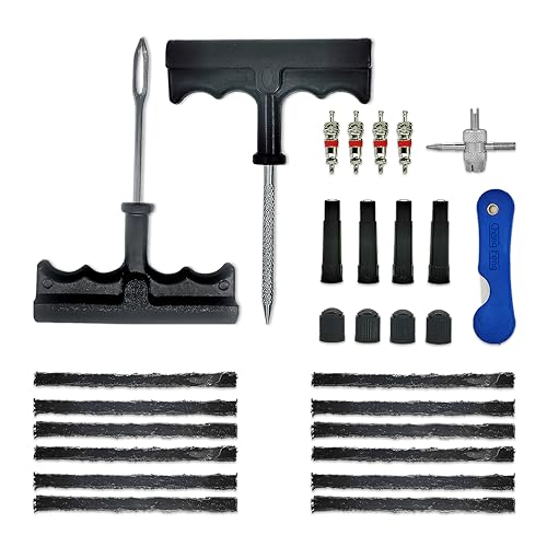 ZERINT Kit de Réparation de Pneu Tubeless - 29 Pièces Kit Universel de Bouchon de Pneu UTV, ATV, Camion, Voiture, Moto Kit de Réparation de Crevaison...