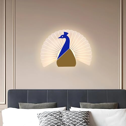 Image of Groeien 15watt LED Sconce Peacock Shape Modern Transparent Indoor Home Acrylic Wall Lamp for Bedroom, Livingroom, Indoor- Warm White (Peacock-15watt, 1)