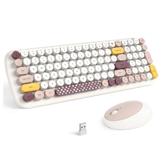 MOFII Wireless Keyboard and Mouse Combo, Full-Size Retro Typewriter-Style Wireless Keyboard with Optical Mouse for Computer/Laptop/Windows/Mac (Off White Colorful)
