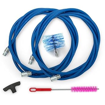 Foto di BARETTO | Kit Pulizia Stufa a Pellet, Caldaia e Camino | Ø 80 mm | 6 m BLU | 1 Scovolo in Nylon | Attacco 12MA | Canne fumarie 90° - Rimuove Incrostazioni e Sporco