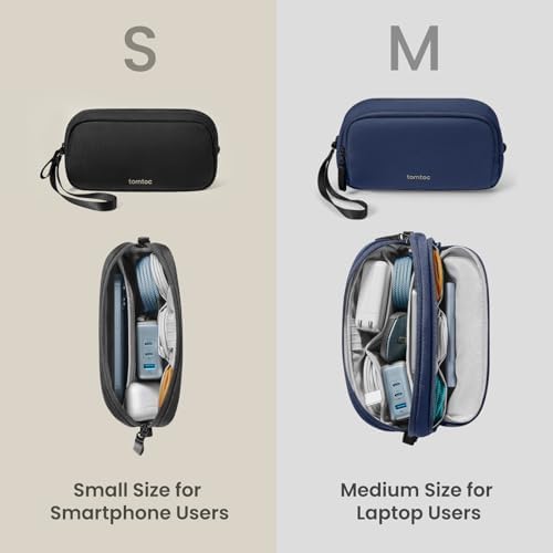 tomtoc Estojo organizador eletrônico, resistente à água, compartimento duplo, bolsa tecnológica, bol