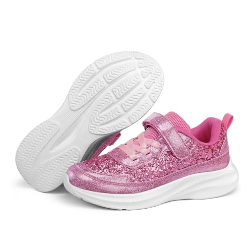 RUNSIDE Girls Glitter Sneakers Lightweight Kids Sparkle Tennis Shoes with Hook and Loop for Toddler/Little Kid/Big Kid3