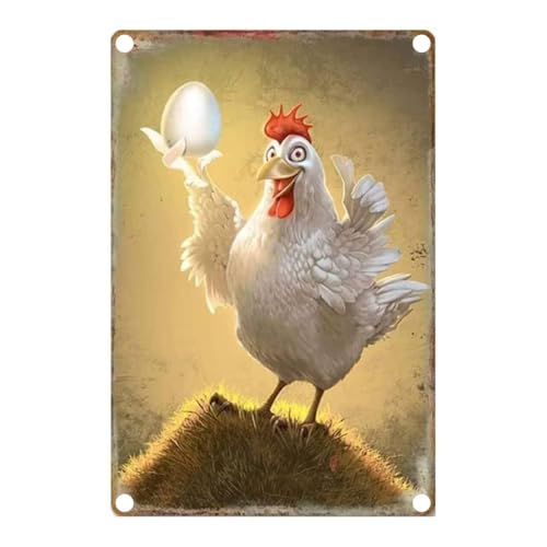 Plaque en tôle pour poulailler d'extérieur - Plaque en métal - Accessoire de poulailler vintage drôle - Décoration d'extérieur - 30 x 20 cm