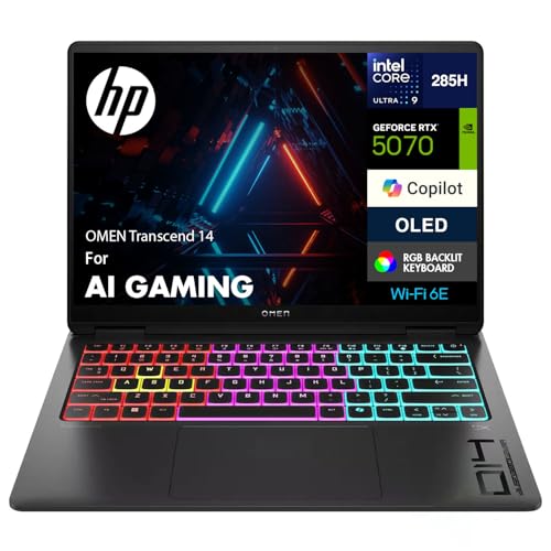 Image of HP OMEN Transcend 14 AI Gaming Laptop 14.0 inch 2.8K (Intel Ultra 9-285H, GeForce RTX 5070 8GB, 32GB LPDDR5X, 1TB PCIe SSD, Win 11 Pro) w /DKZ USB Port Expander