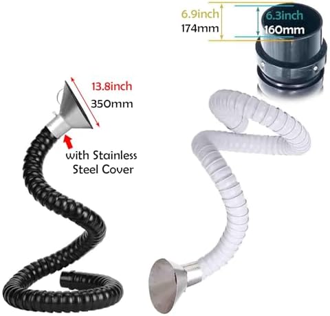 Customizable Flexible Welding Smoke Extraction Pipe with Stainless Steel Hood - 0.8m/2.6ft, 68mm/2.7inch Fume Extractor for Assembly Line Safety and Efficiency