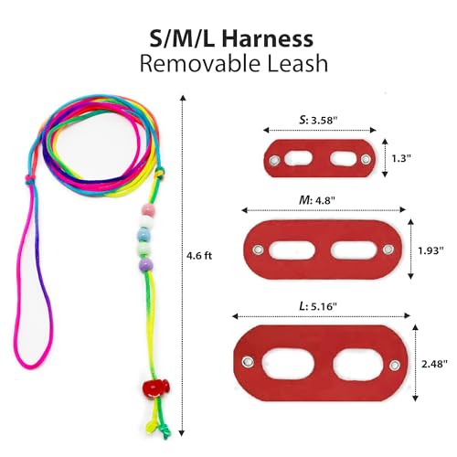 Image of AIITLE Adjustable Bearded Dragon Harness Set - Soft, 3-Size Reptile Leash for Crested Geckos, Iguanas, Guinea Pigs, Rats (Indoor /Outdoor Use, Camping, Parties),Red