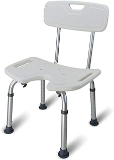 Wanna H Seat Łazienka w kształcie litery U Krzesło prysznicowe z oparciem ,Regulowana wysokość ze stopu aluminium Kobieta w ciąży Antypoślizgowy stołek kąpielowy ,Biały,43 * 40 * 72,5-87,5 cm Stołek k