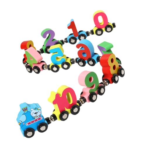 YARNOW 木製磁性ナンバートレイン 知育 数字認識 色彩豊かな節列車 幼児の論理力と操作能力を育む学習おもちゃ な使用で耐久性