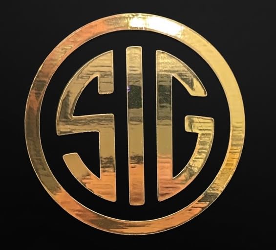 Image of SIG Decal - (Light Gold Chrome, 4 x 4) - Vinyl Car Bumper Sticker, Gun, Truck, Window, Motorcycle, Helmet, Bumper, Laptop