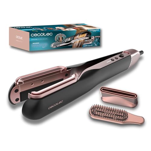 Cecotec Plancha de Pelo con Aire RitualCare Air Lisse 2in1 Black Essential. 1000W, 106000RPM, Función Plasma, Seca y Alisa en 1 paso, Temperatura max 150ºC, Botón Aire Frío, Accesorios Imantados