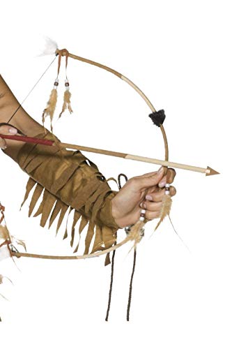 SMIFFYS Smiffy's, marrone, Set di arco e freccie con piume ispirato ai nativi americani, deluxe per Adulti, 31943