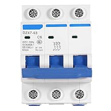 3 Pole Miniature Circuit Breaker MCB Safety Breaker DZ47-63 AC 400V 6/10/16/20A for Small Sized Solar Power Generation System, Combiner Box6A