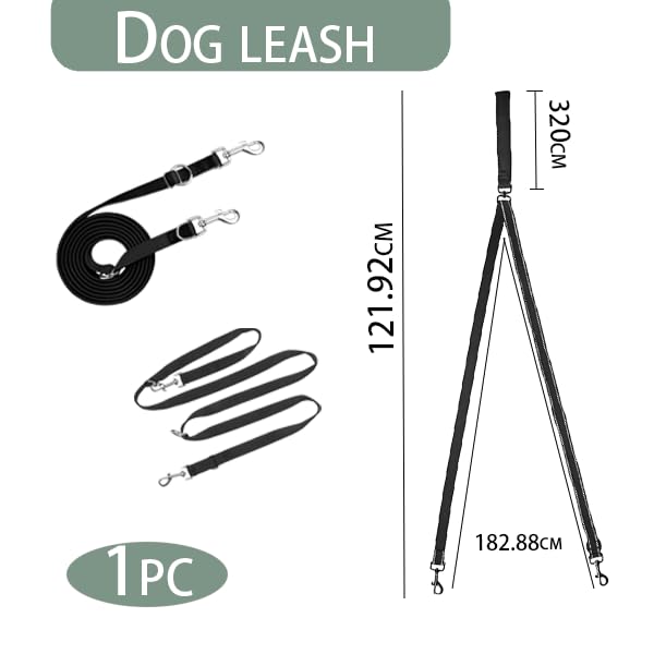 Dog Leads for Large Dogs Black Dog Leads for Medium Dogs Strong Double Ended Lead with Reflective Design Heavy Duty No Pull Training Leash for Medium to Large Puppy Walks Easy to Use - Image 2
