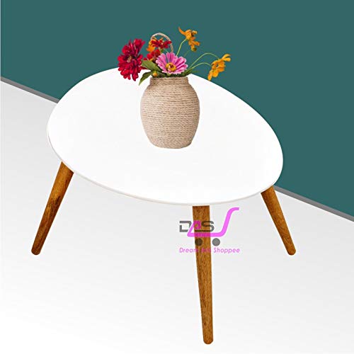 Image of Shoppee Fold-able Oval Shaped Side Table /Tea Coffee Breakfast Table ( Engineered Wood , Natural White)