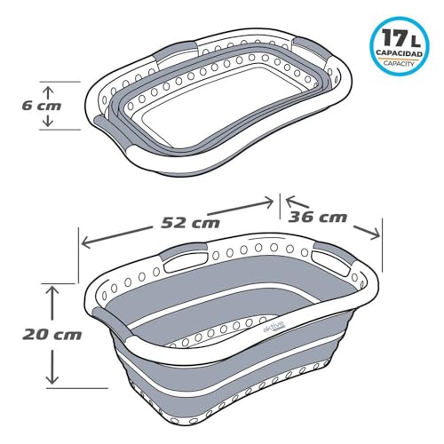 Miniatura 7 de Aktive Cesta Plegable 17 Litros, Formato Rectangular, 52x36x20 Cm, Plegado Compacto, Libre De Bpa, Caja De Almacenamiento Portátil, Cesto Ropa Sucia Plegable, Para Hogar, Camping Y Picnic 63114